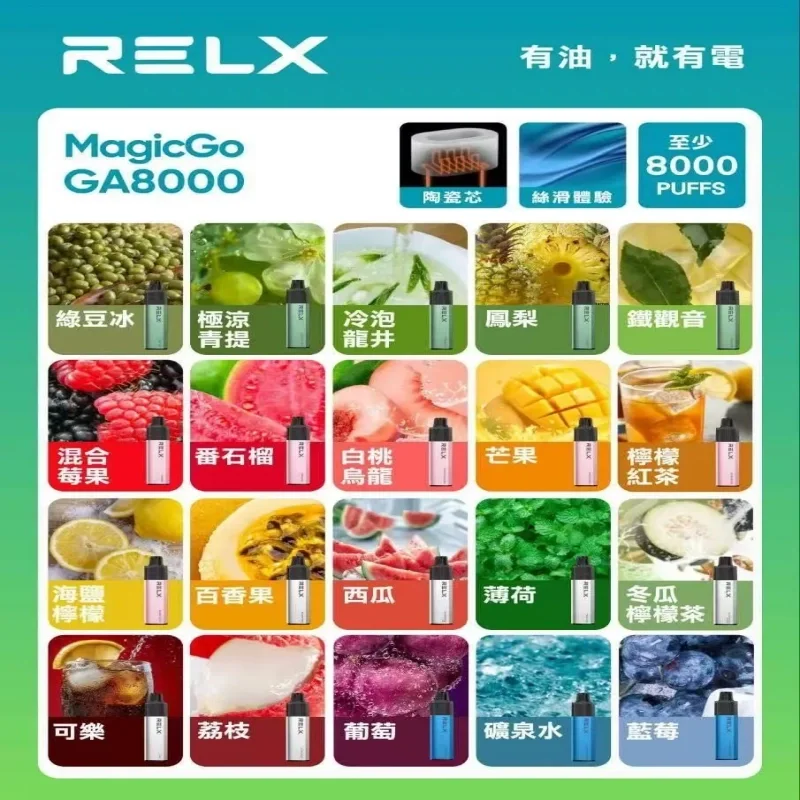 RELX 悅刻 GA8000 拋棄式電子煙 | 雙模式切換 免充電 | 2026口味升級